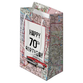 Bolsa De Regalo Pequeña 70.º Día de Nacimiento Retro Buick en el mapa