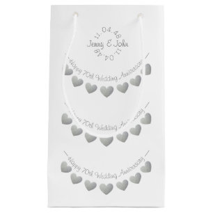 Bolsa De Regalo Pequeña 70.o Blanco del aniversario de boda del platino