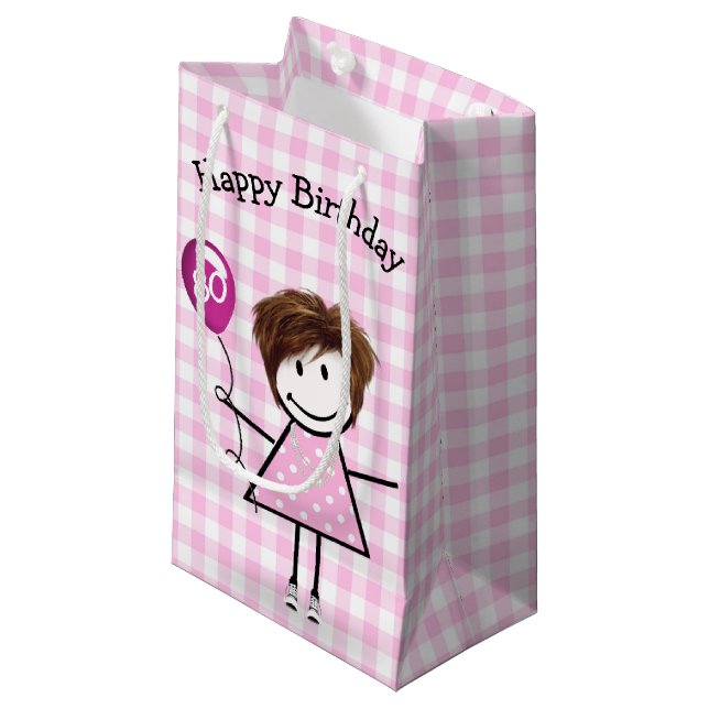 Bolsa De Regalo Pequeña 80.ª niñera con globo rosa (Angulo Anverso)