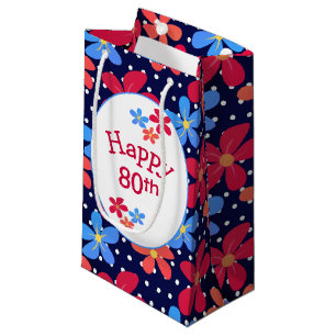 Bolsa De Regalo Pequeña 80.º Día De Nacimiento Sobre Puntos De Polka
