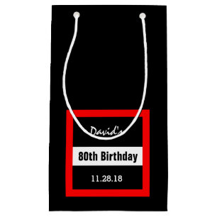 Bolsa De Regalo Pequeña 80.o Negro del cumpleaños con el personalizado