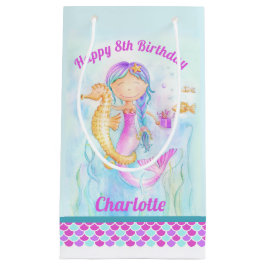 Bolsa De Regalo Pequeña 8.ª sirena de cumpleaños y personalizado de arte d