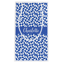 Bolsa De Regalo Pequeña 90's theme blue checkered name monogram