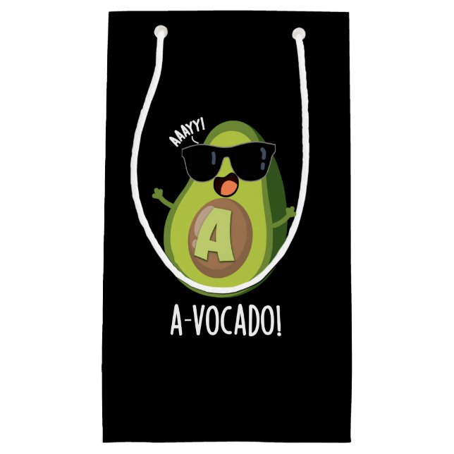 Bolsa De Regalo Pequeña A-vocado Funny Aguacate Pun Dark BG (Anverso)