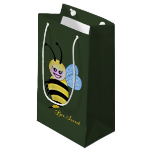 Bolsa De Regalo Pequeña Abeja Cuidada De Acuarela Con Sonrisa Feliz