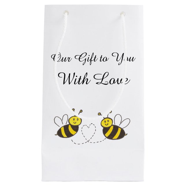 Bolsa De Regalo Pequeña Abejas con corazón personalizado para regalo (Anverso)