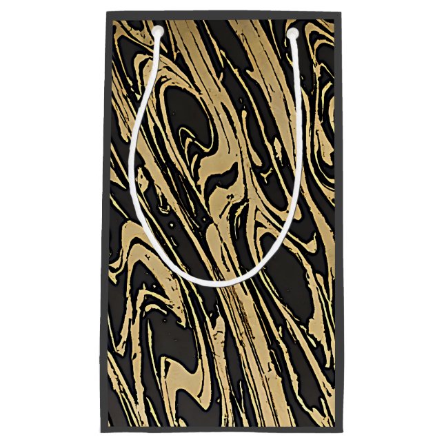 Bolsa De Regalo Pequeña Abstract Fluid Art - Black Marble Effect (Anverso)