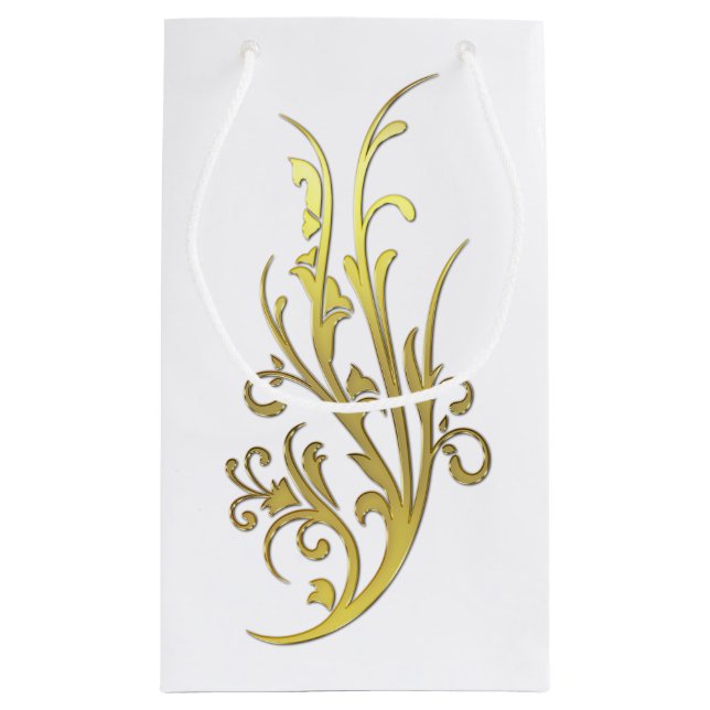 Bolsa De Regalo Pequeña Abstract Luxury Faux Gold Flower (Reverso)