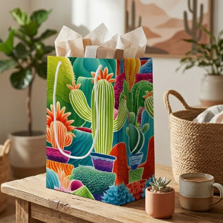 Bolsa De Regalo Pequeña Abstract Potted Cacti