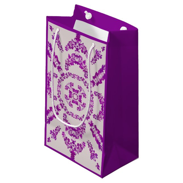 Bolsa De Regalo Pequeña Abstract Purple Orchid Flower Design Pattern Art  (Angulo Anverso)