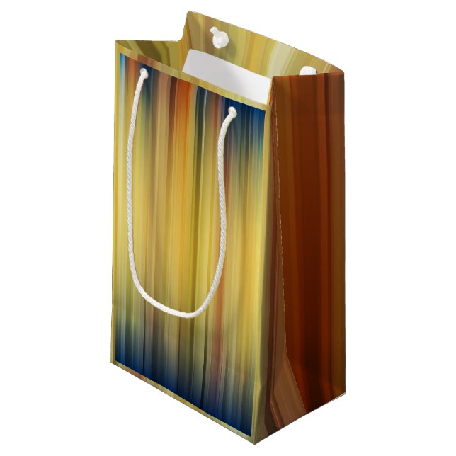 Bolsa De Regalo Pequeña Abstract Stripes Spectrum Fondo Azul Oro (Angulo Anverso)