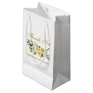 Bolsa De Regalo Pequeña Acuarela Amarillo Floral Oro Elegante Gracias