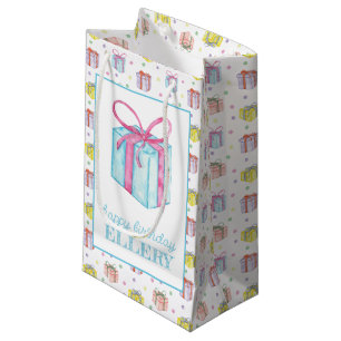 Bolsa De Regalo Pequeña Acuarela Cumpleaños regalo presente personalizado