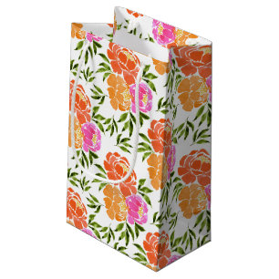 Bolsa De Regalo Pequeña Acuarela Naranja rosa caliente Colorante floral