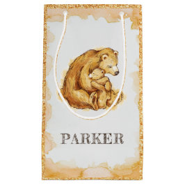 Bolsa De Regalo Pequeña Acuarela personalizada Oso feliz cumpleaños