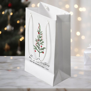 Bolsa De Regalo Pequeña Acuarela Pino Caligrafía Tinta Navidad