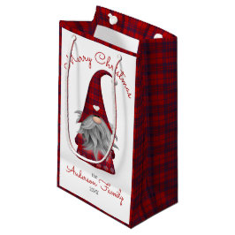 Bolsa De Regalo Pequeña Adorable gnomo navideño familiar de cuadros rústic