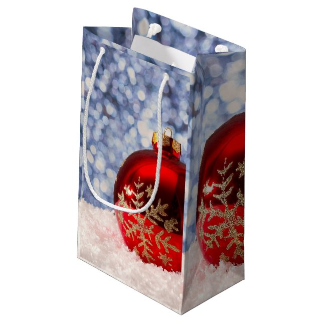 Bolsa De Regalo Pequeña Adorno de Navidad Copo de Nieve Rojo (Angulo reverso)