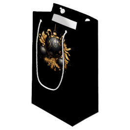 BOLSA DE REGALO PEQUEÑA ADORNO DE NAVIDAD GRANDE NEGRO Y ORO