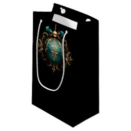 BOLSA DE REGALO PEQUEÑA ADORNOS DE NAVIDAD AZUL TURQUESA Y DORADOS HERMOSO
