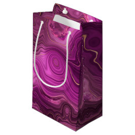 Bolsa De Regalo Pequeña Ágata abstracta de amatista púrpura y oro