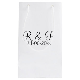 Bolsa De Regalo Pequeña Agregar monograma de nombre de pareja agregar fech