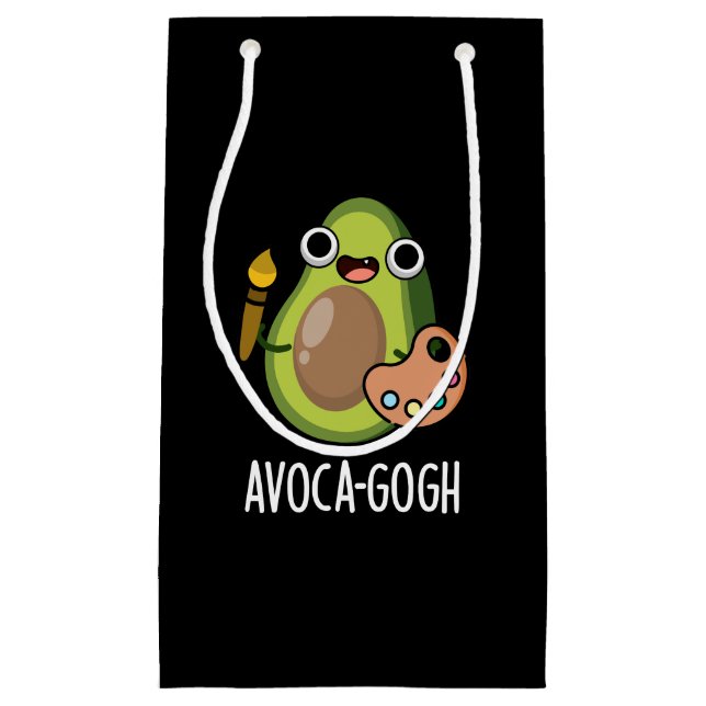 Bolsa De Regalo Pequeña Aguacate-gogh Funny Artista Aguacate Pun Dark BG (Anverso)