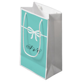 Bolsa De Regalo Pequeña Aguamarina y bolsos blancos del fiesta de los