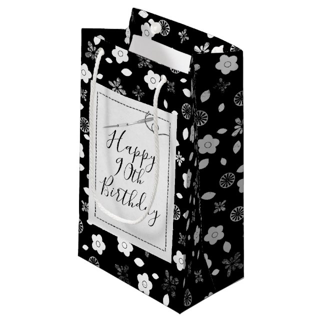 Bolsa De Regalo Pequeña Aguja de coser por 90º cumpleaños (Angulo Anverso)