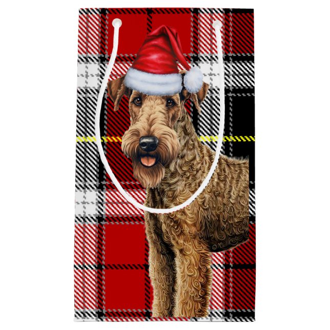 Bolsa De Regalo Pequeña Airedale Terrier Dog Navidades de Placas de Fiesta (Anverso)