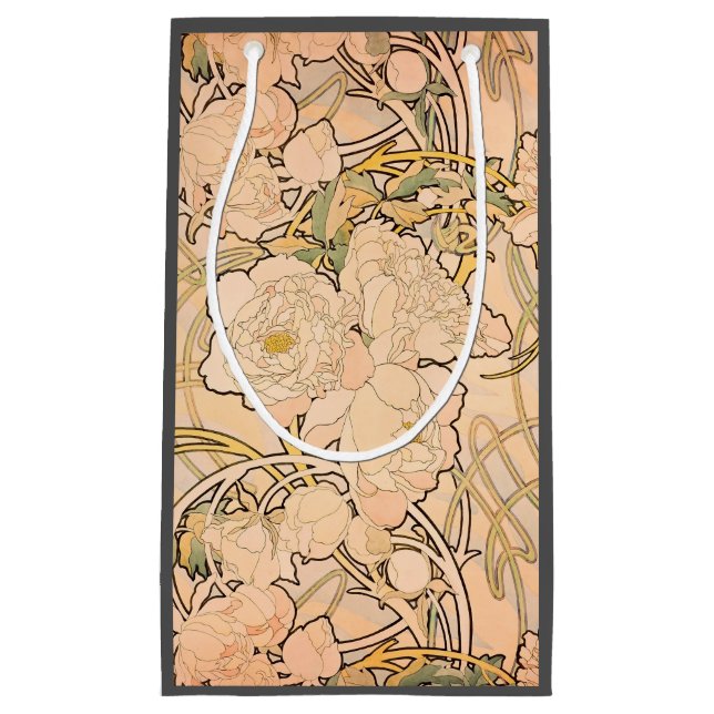 Bolsa De Regalo Pequeña Alfonse Mucha Art Nouveau Peonies (Anverso)