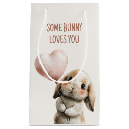 Bolsa De Regalo Pequeña Algun conejo te ama con globo de corazón