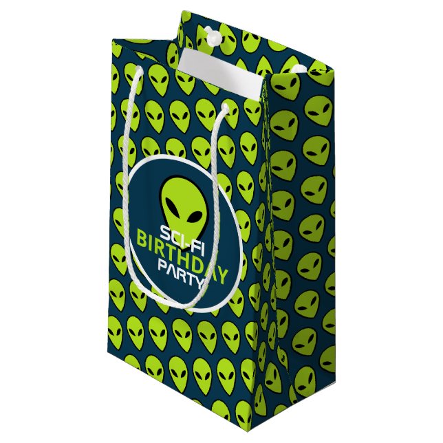 Bolsa De Regalo Pequeña Alien de Ciencia Ficción Verde, cumpleaños (Angulo Anverso)
