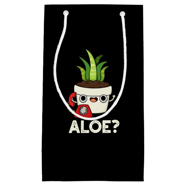 Bolsa De Regalo Pequeña Aloe Funny Plant Hello Pun Dark BG (Anverso)