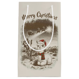 Bolsa De Regalo Pequeña Alpaca Navidades Cuidados + Santa + Sleigh reno -