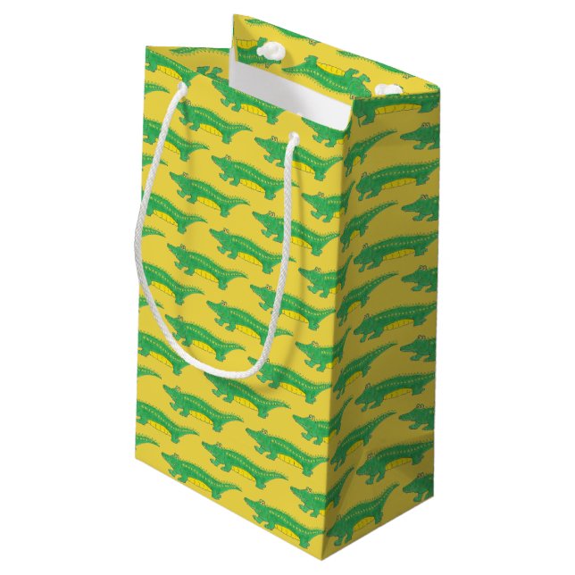 Bolsa De Regalo Pequeña Amarillo lagarto verde Crocodile Gator Croce Anima (Angulo reverso)