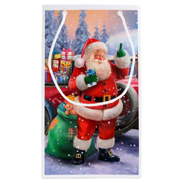 Bolsa De Regalo Pequeña Americano clásico Papá Noel (Reverso)