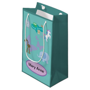 Bolsa De Regalo Pequeña Amigos Animales Adorables Baby Shower Turquesa
