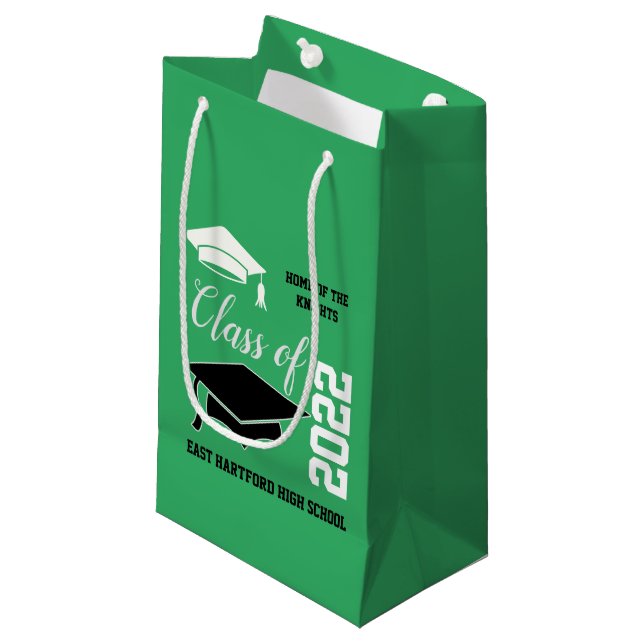 Bolsa De Regalo Pequeña Añadir graduación verde a la escuela (Angulo Anverso)