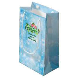 Bolsa De Regalo Pequeña Añadir nombre coincidente Feliz Navidad Azul Peque