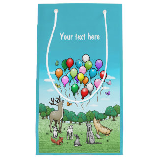 Bolsa De Regalo Pequeña Animales con Globos de Cumpleaños Coloridos