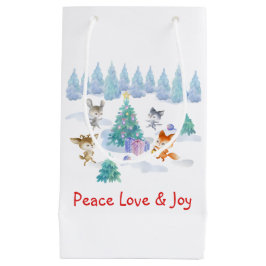 Bolsa De Regalo Pequeña Animales forestales bailando alrededor del árbol d