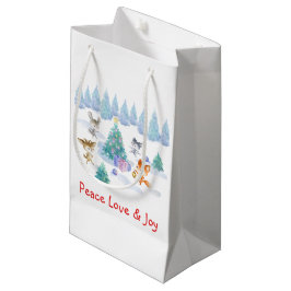 Bolsa De Regalo Pequeña Animales forestales bailando alrededor del árbol d