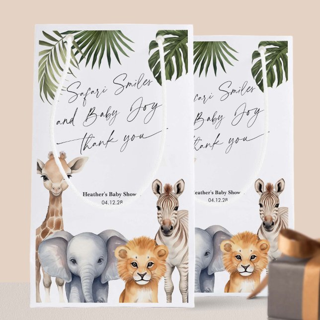 Bolsa De Regalo Pequeña Animales Safari modernos Baby Boy Shower favorecen (Safari Animals, baby Boy SHower Goodie Bag favors.)