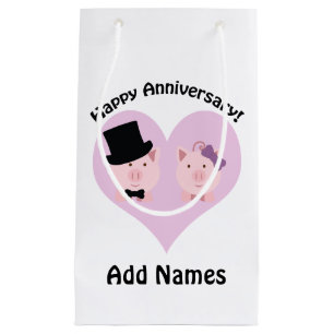 Bolsa De Regalo Pequeña Aniversario feliz pareja de cerdos