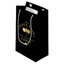 Bolsa De Regalo Pequeña Años de Oro Negro y Oro Fiesta de Cumpleaños 65