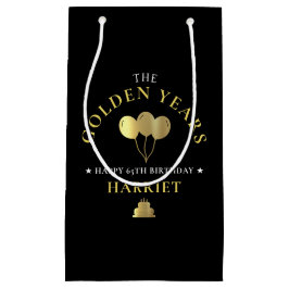 Bolsa De Regalo Pequeña Años de Oro Negro y Oro Fiesta de Cumpleaños 65