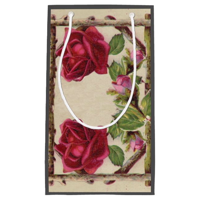 Bolsa De Regalo Pequeña Antigüedad victoriana antigua rosa rústica (Anverso)