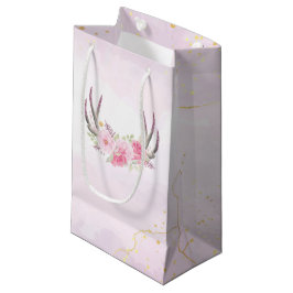 Bolsa De Regalo Pequeña Antillas Florales Cumpleaños de Chicas Rubor Rosad