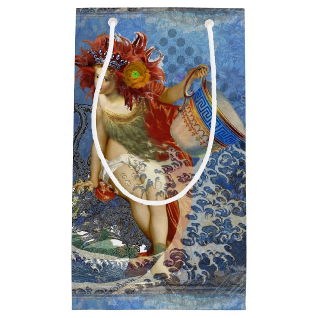 Bolsa De Regalo Pequeña Aquarius Mermaid Arte Gótico Azul (Anverso)